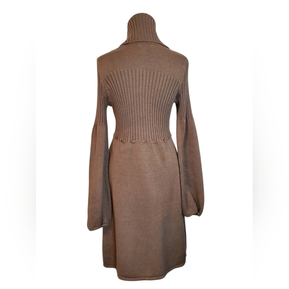 Calvin Klein Brown Ribbed Cowl Neck Sweater Midi Dress Size:Small - Picture 3 of 10